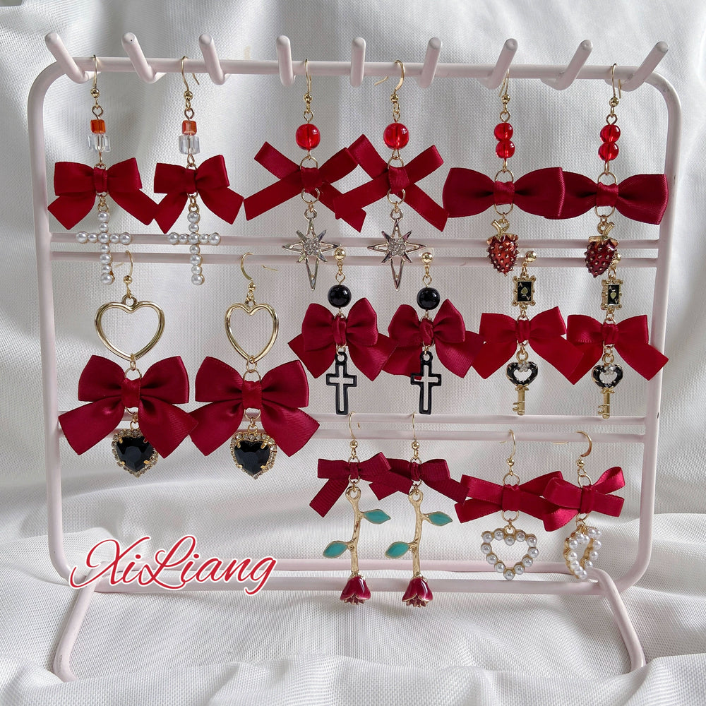 Jirai Kei Earrings Red Gothic Lolita Ear Clip Accessories 41732:712194