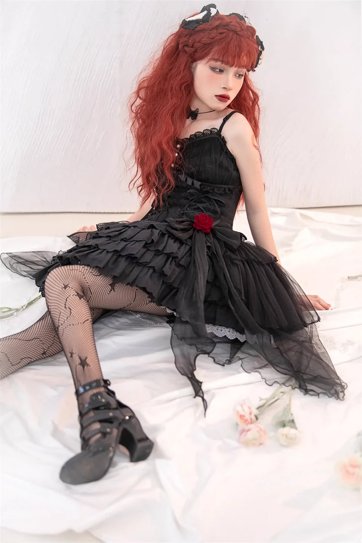 Gothic Lolita Dress Black White Corset Dress Rose JSK 36472:516050