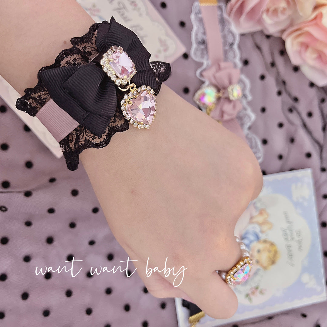 Jirai Kei Heart Butterfly Bow Lace Bracelet 3 Colors 21752:312702 21752:312702