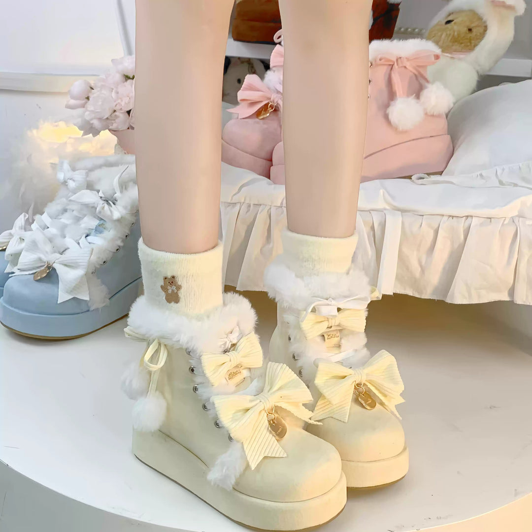 Sweet Lolita Shoes Kawaii Snow Boots Winter Platforms Shoes (34 35 36 37 38 39 40 41) 41166:693650