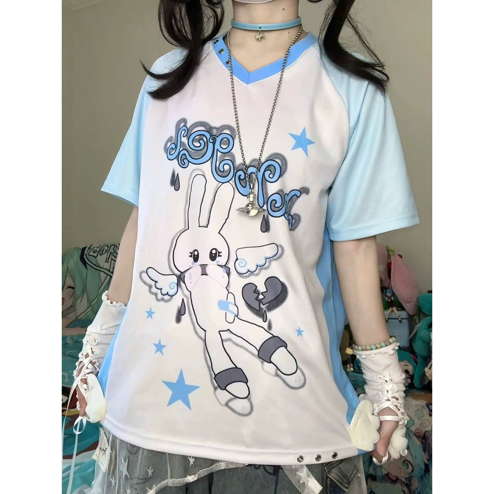 Angel Bunny Tenshi Kaiwai T-shirt, Jersey-Inspired Style 43506:778616