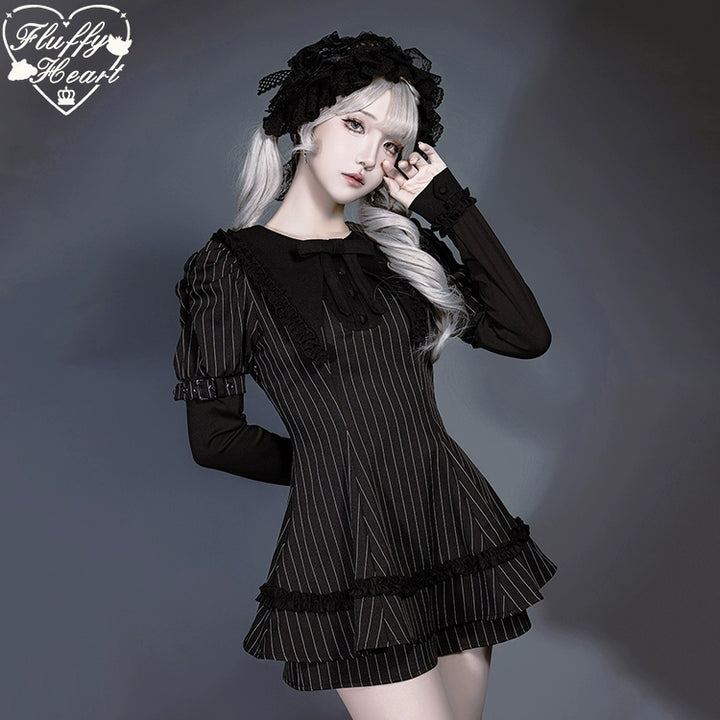 Jirai Kei Dress Set Puritan Collar Dress And Shorts Setup 40752:677146