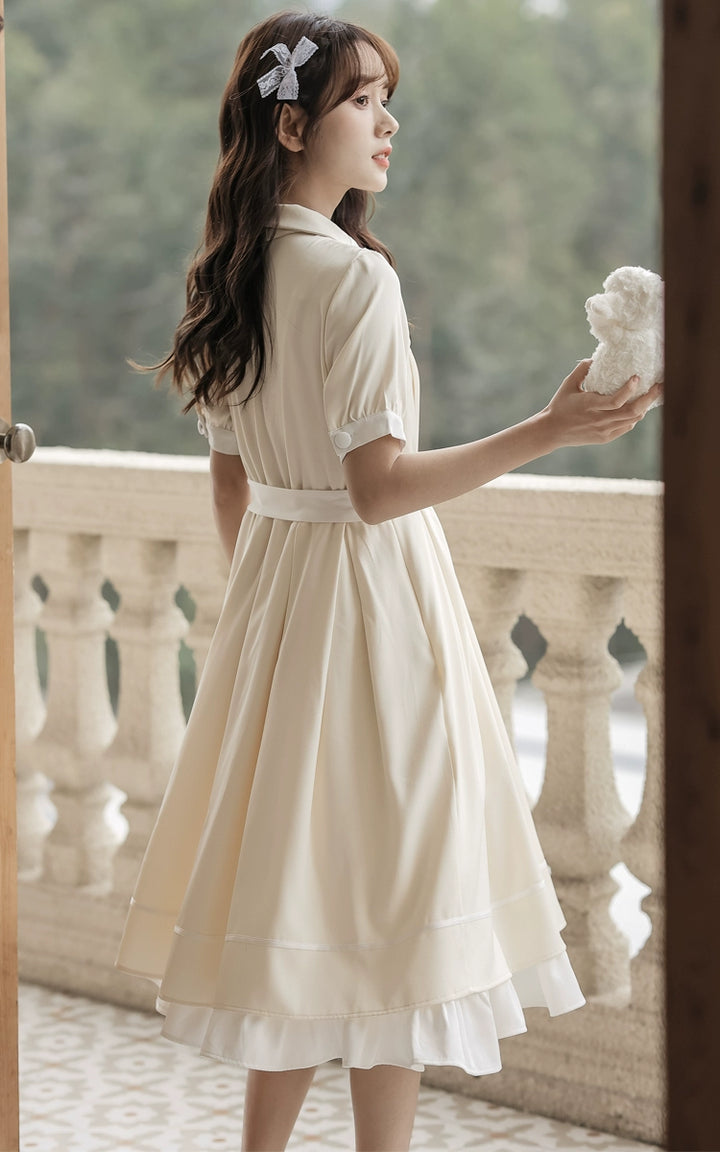 Preppy JK Uniform Dress A-line Princess Dress With Cape Multicolor 42437:761000