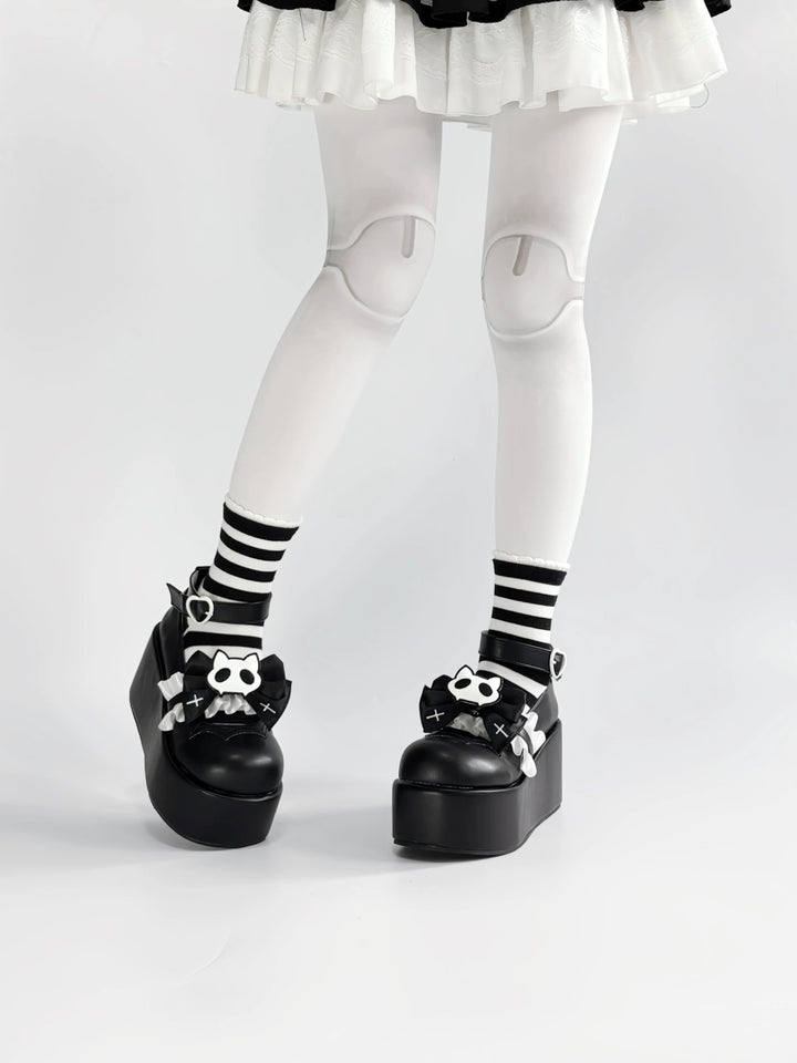 Gothic High Platform Shoes, Detachable Bow 45286:846198