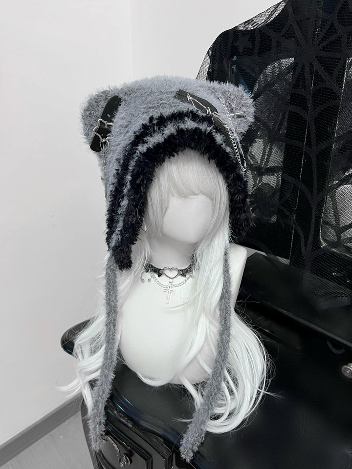 Jirai Kei Hat Bear Hat Winter Hat Fluffy Knitted Cap 40306:661288