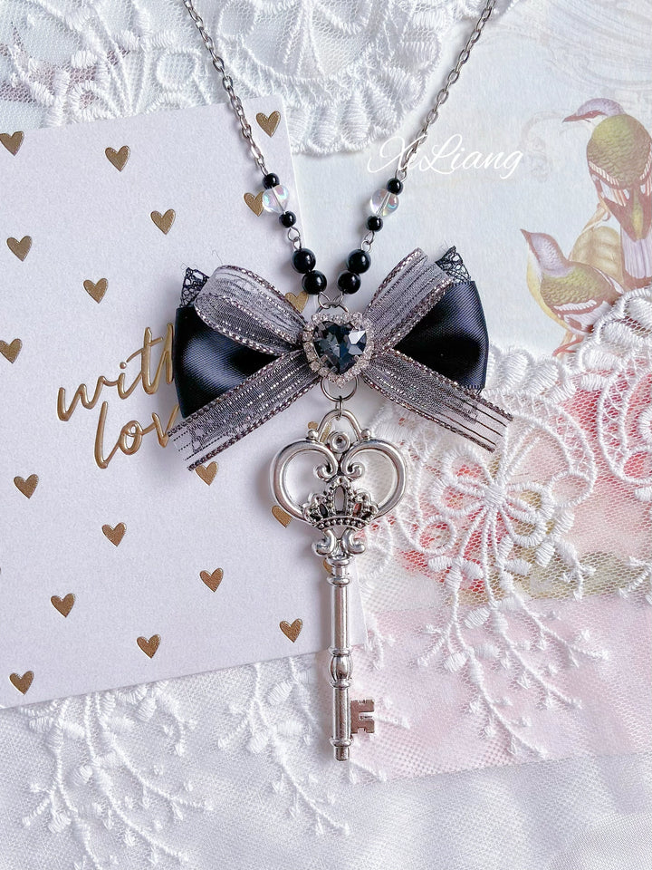 Gothic Lolita Necklace Jirai Kei Necklace Y2K Bow Key Chain 41736:712258