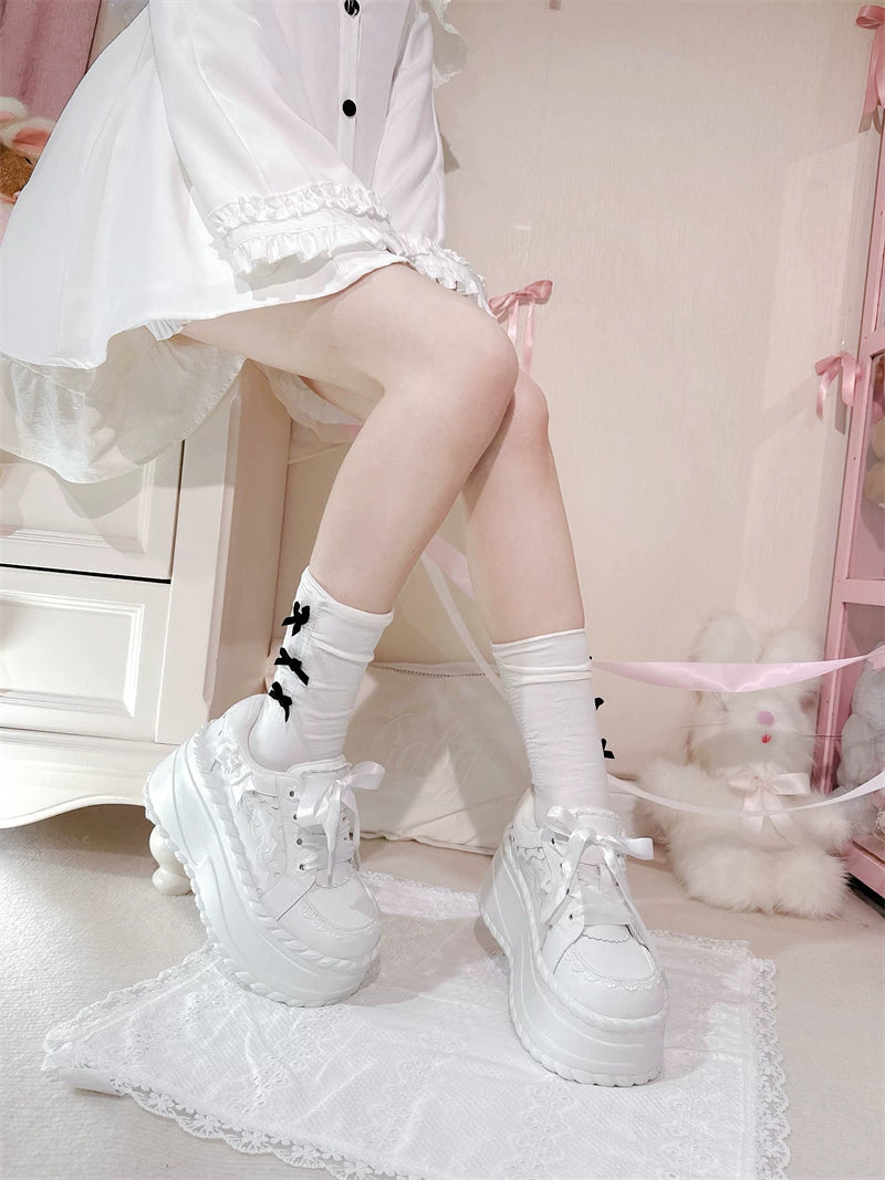 Jirai Kei Platform Shoes, Heart Details & Bows (35 36 37 38 39 40 41 42) 45252:842632