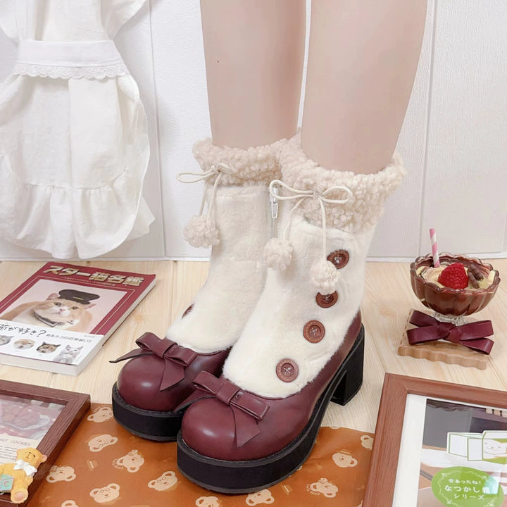 Lolita Boots Sock Mary Jane Shoes Low Heel Shoes Black Brown 32654:408008 32654:408008