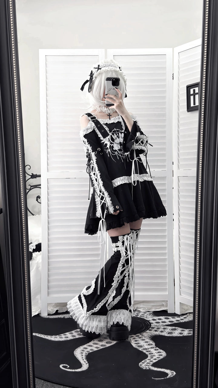 Punk Bunny Print T-shirt Dress, Adjustable Shoulder Straps 45836:865230