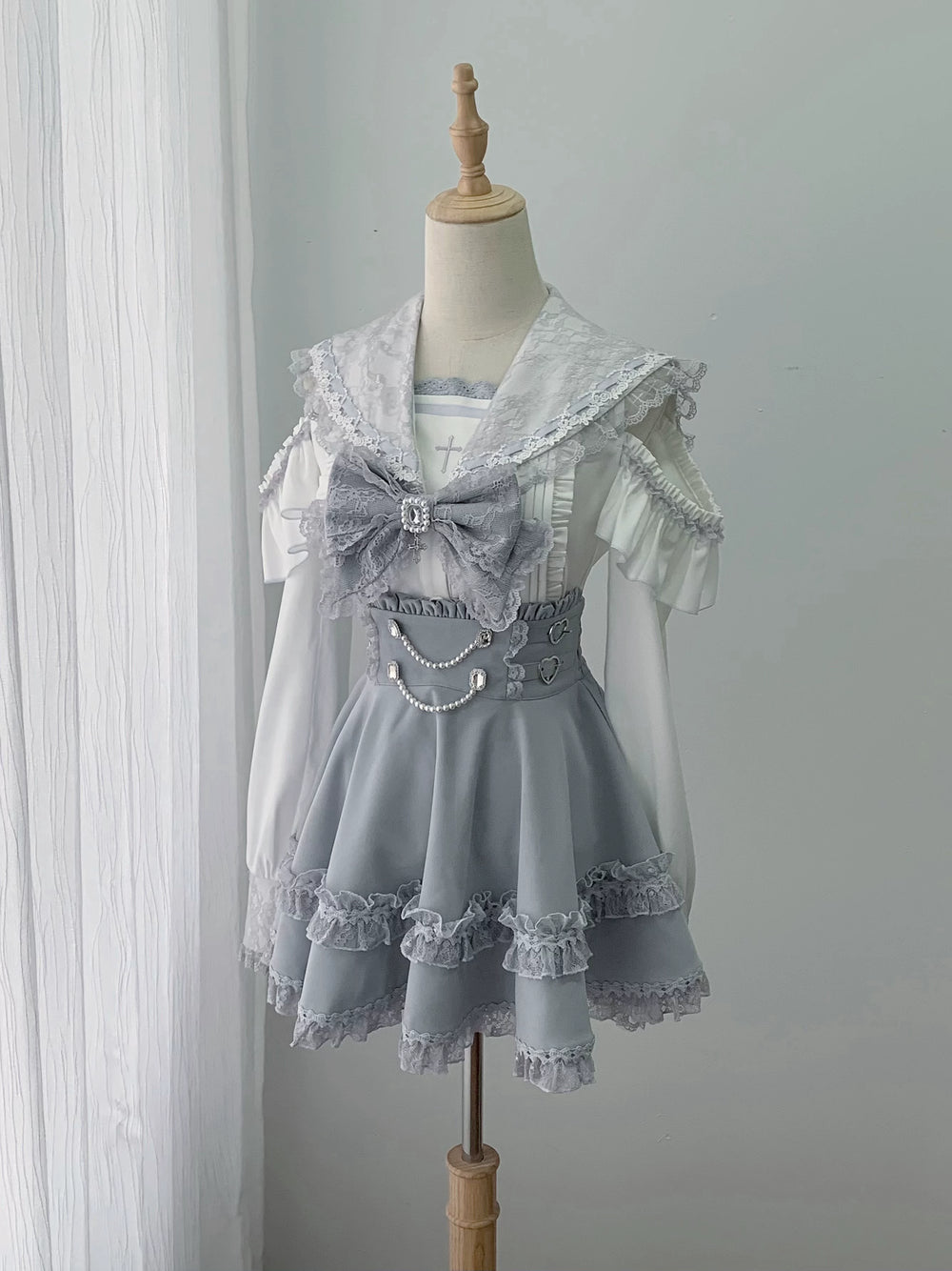 Ryousangata Sailor Collar Blouse, Elastic Waist Skirt 45746:860815