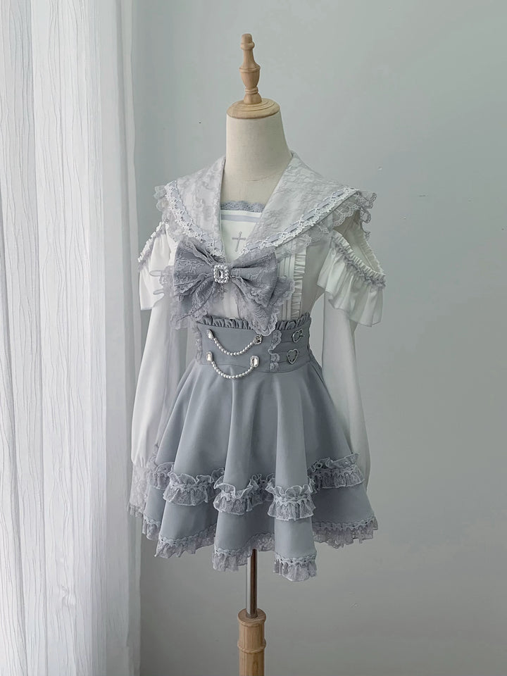 Ryousangata Sailor Collar Blouse, Elastic Waist Skirt 45746:860815