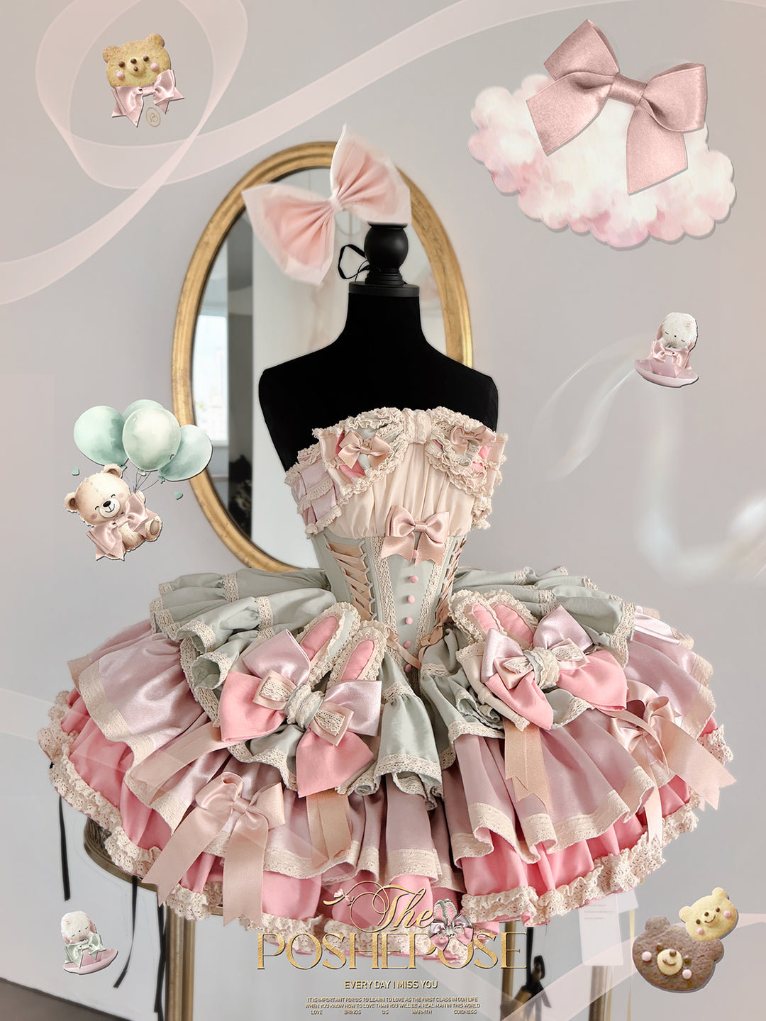 Prom Dress in Princess Style with Bunny-ear Accents (L M S XS) 40962:743065