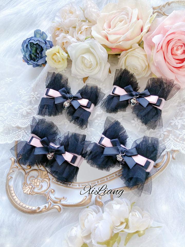 Jirai Kei Hair Clip Pink And Black Bowknot Headdress 39106:634192