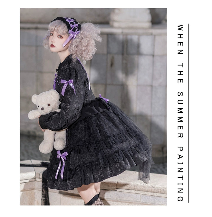 Classic Lolita Dress Long Sleeve Dress Black White Lolita Dress 32086:381926 32086:381926