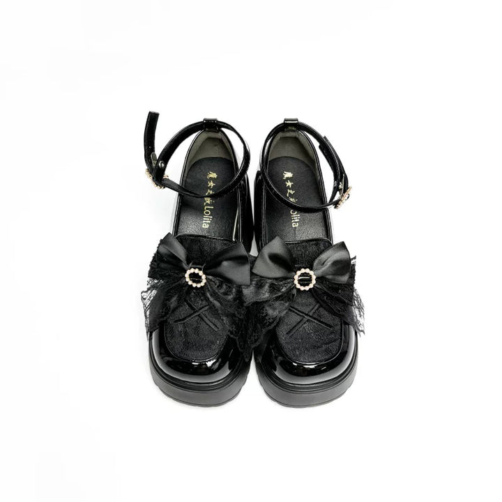 White/Black Jirai Kei Loafer Shoes, High Platform 44889:826009