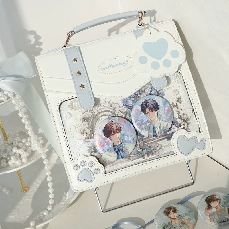 Cat Paw Ita Bag, Backpack with Clear Window (White) 45421:848413