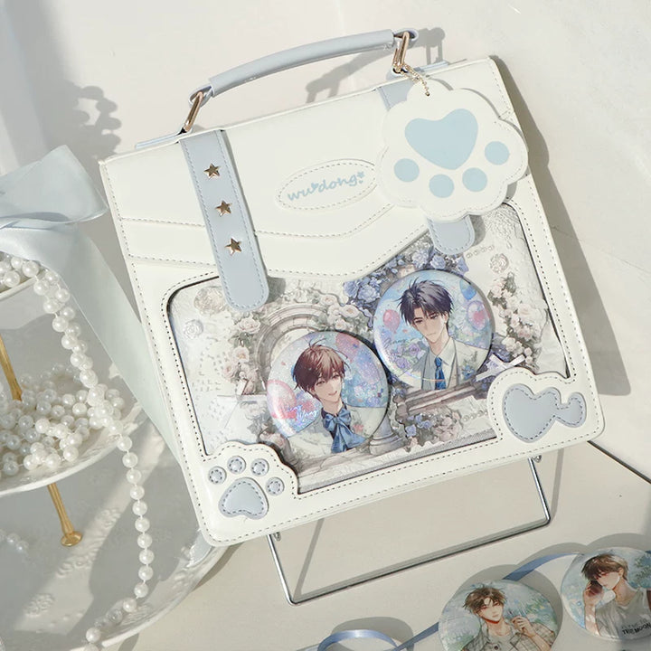 Cat Paw Ita Bag, Backpack with Clear Window (White) 45421:848413