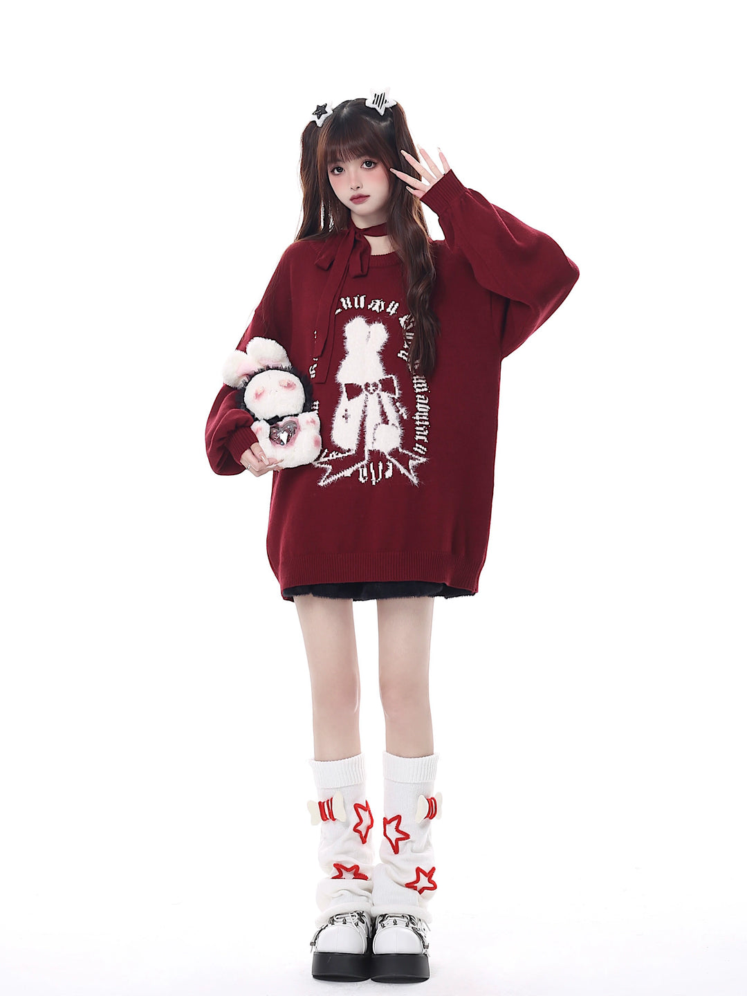 Kawaii Sweater Christmas Pullover Lantern Sleeve Sweater 39552:632990