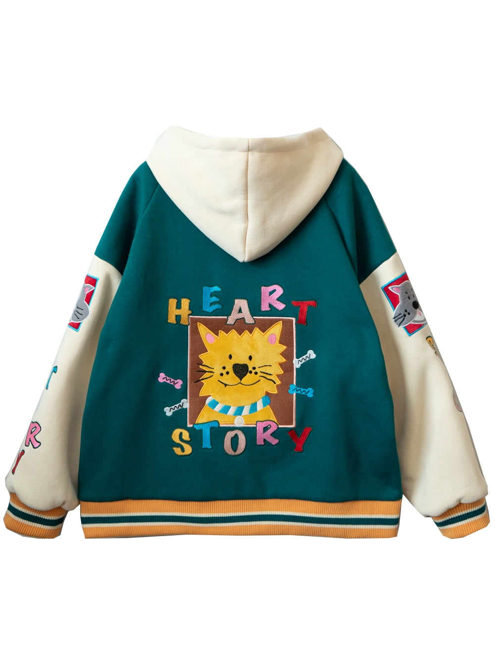 Kidcore Winter Coat Cartoon Embroidery Patch Oversized Hooide 31514:366610