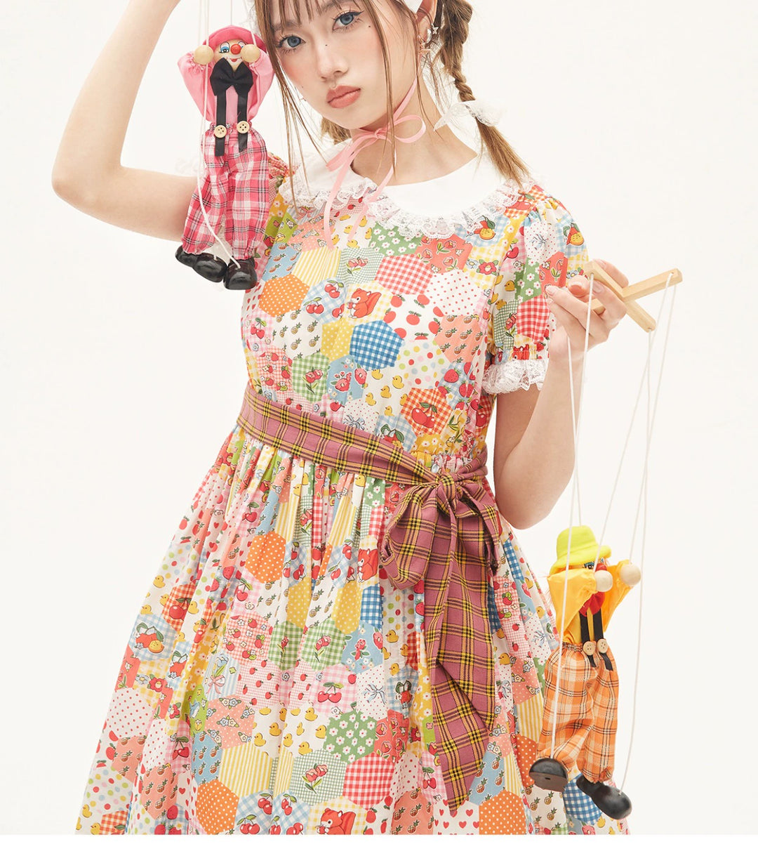 Sweet Lolita Dress Kidcore Floral Dress Drawstring Dress 36156:543086 36156:543086