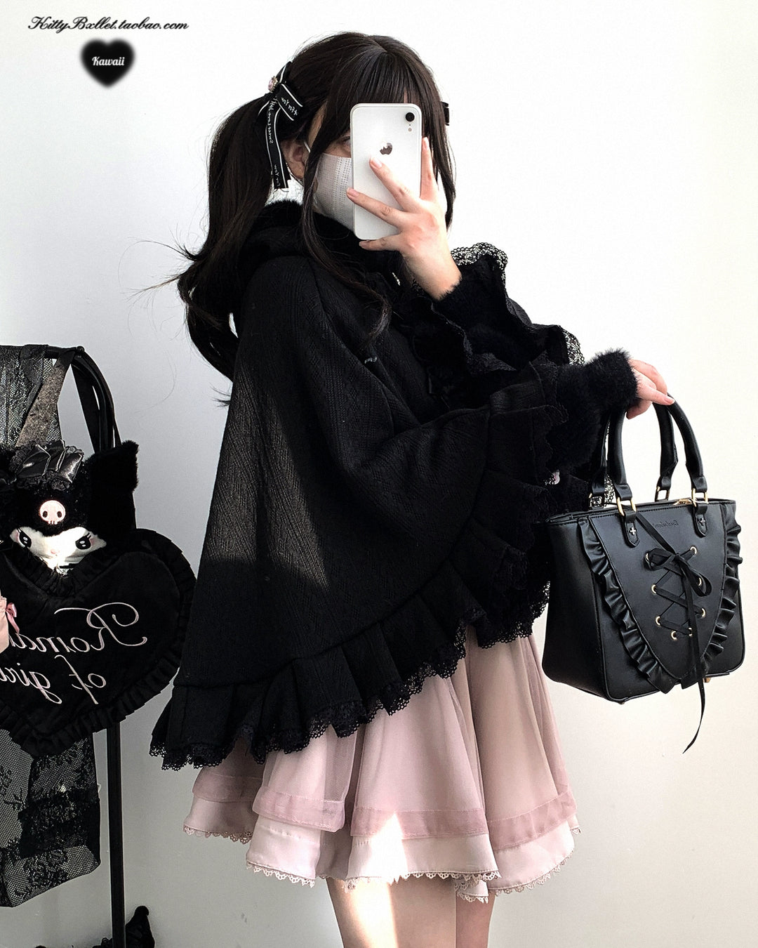 Sweet Style Winter Hooded Cape, Heart Rhinestone 42542:783466