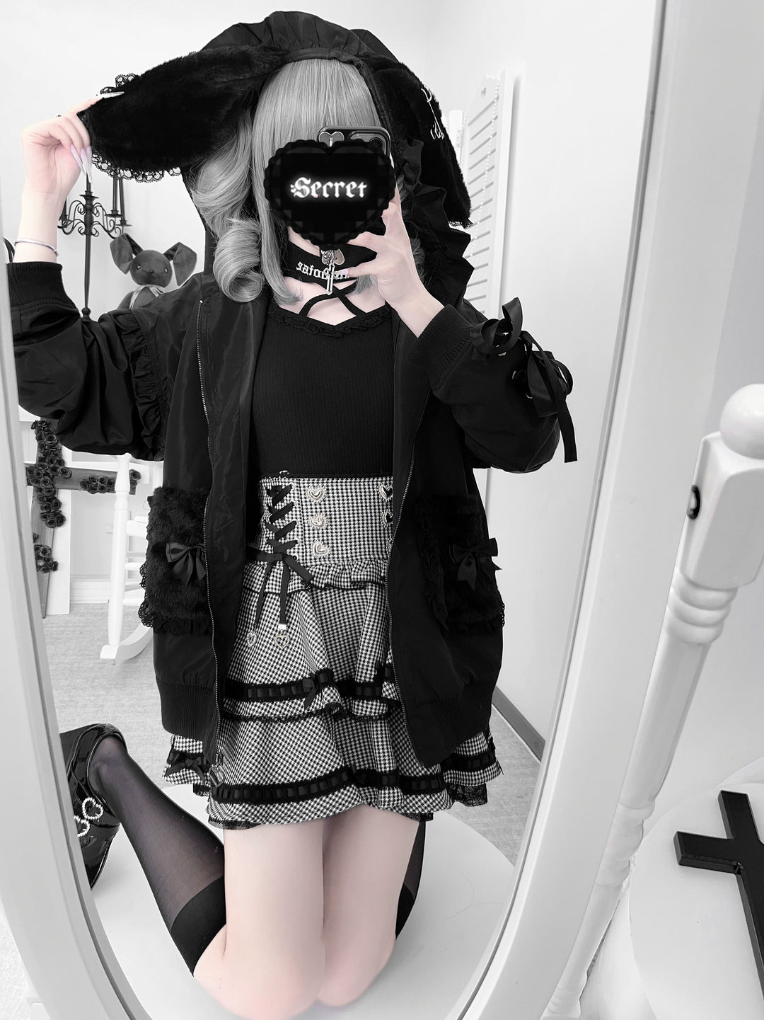 Bunny Ear Jirai Kei Coat, Plush Pockets 43754:784956