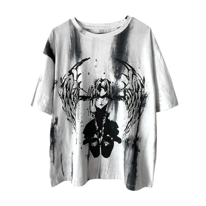 Gothic T-shirt Tie-Dye Print Top Loose Unisex T-shirt (L M S XS) 37708:577442