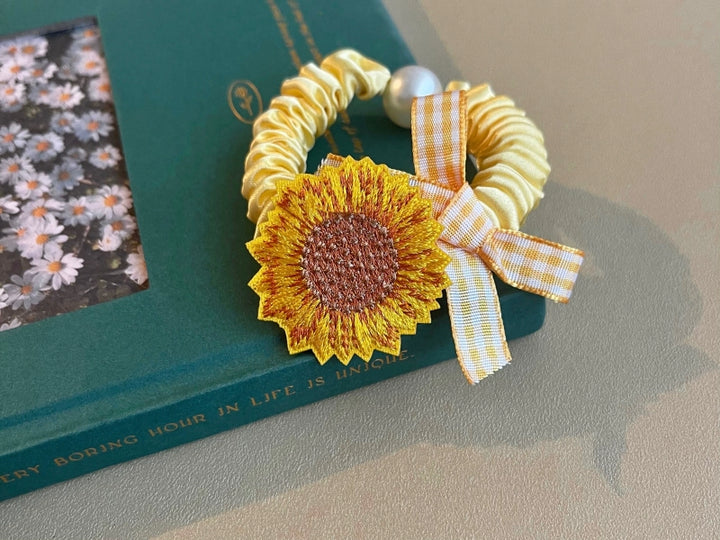 Japanese Hair Tie Handmade Sunflower Bow Scrunchy 28944:332860 28944:332860