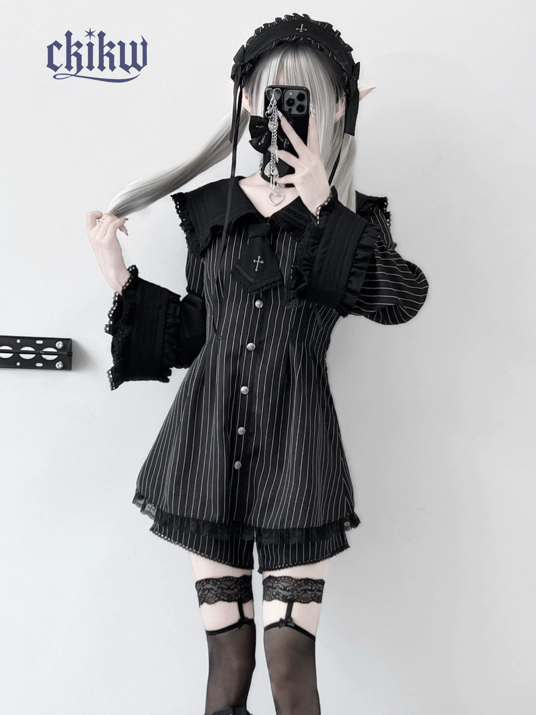 Sailor Collar Jirai Kei Dress Set, Detachable Armband 43864:788487