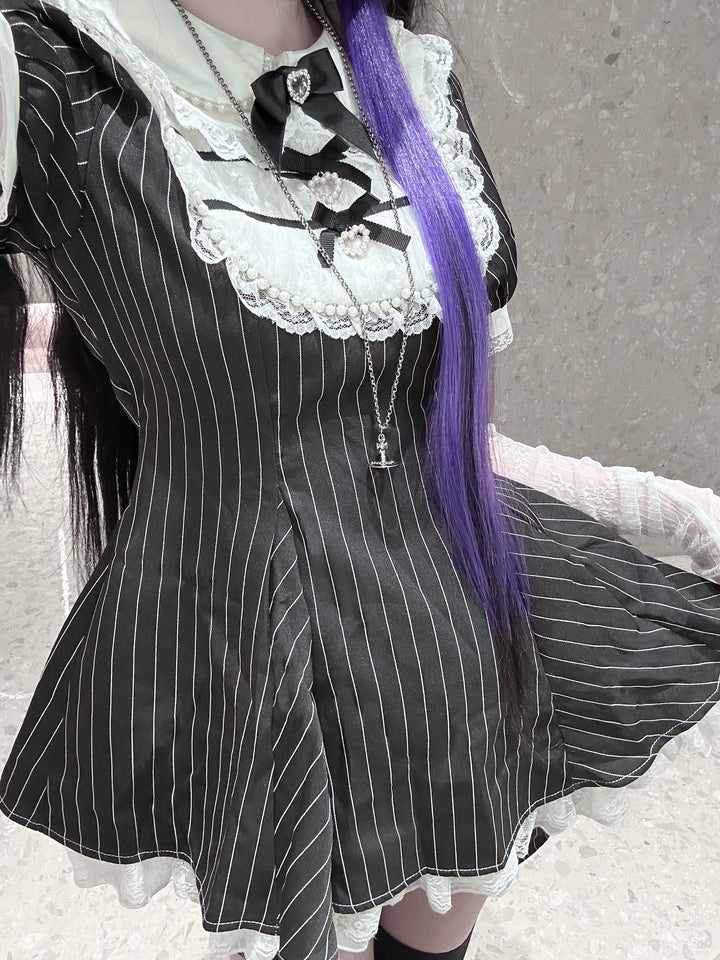Peter Pan Collar Jirai Kei Dress Set, Bunny Ear 43649:783828
