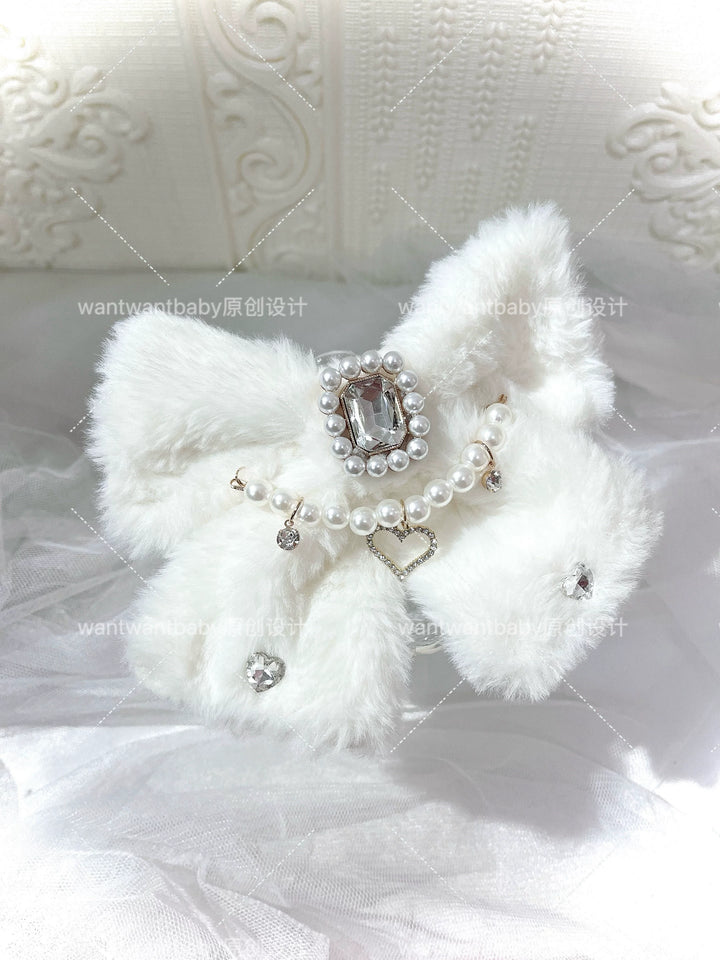 Fuzzy Ryousangata Hair Clip, Rhinestone Accents 44463:810432