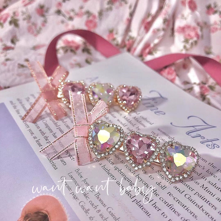 Jirai Kei Hair Clip Sweet Heart-shaped Rhinestone Headdress 35638:500236 35638:500236