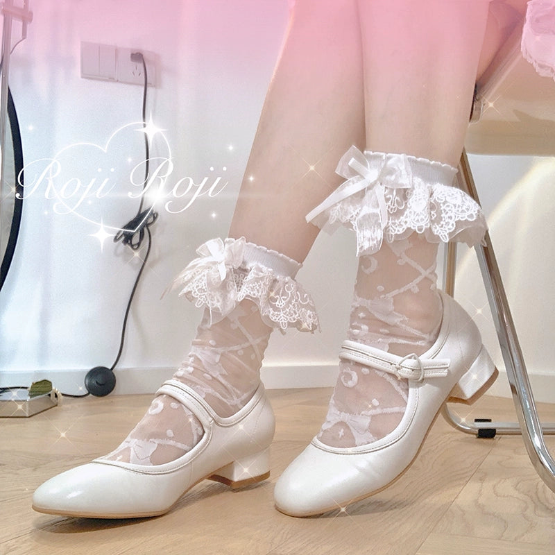 Lolita Socks Lace Black White Socks Thin Short Socks 22796:339584 22796:339584