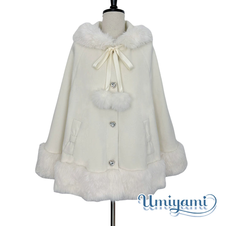 Jirai Kei Coat Bunny Ears Plush Collar Winter Hooded Cape 41894:717468