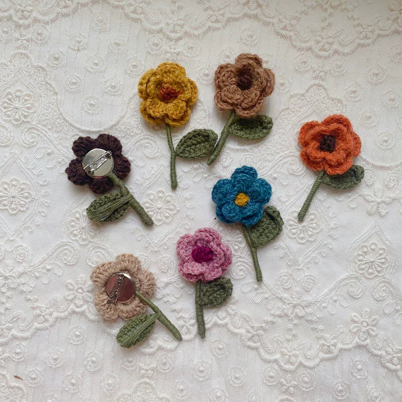 Mori Kei Brooch Handmade 3D Knitted Floral Brooch Pin 36436:522098 36436:522098