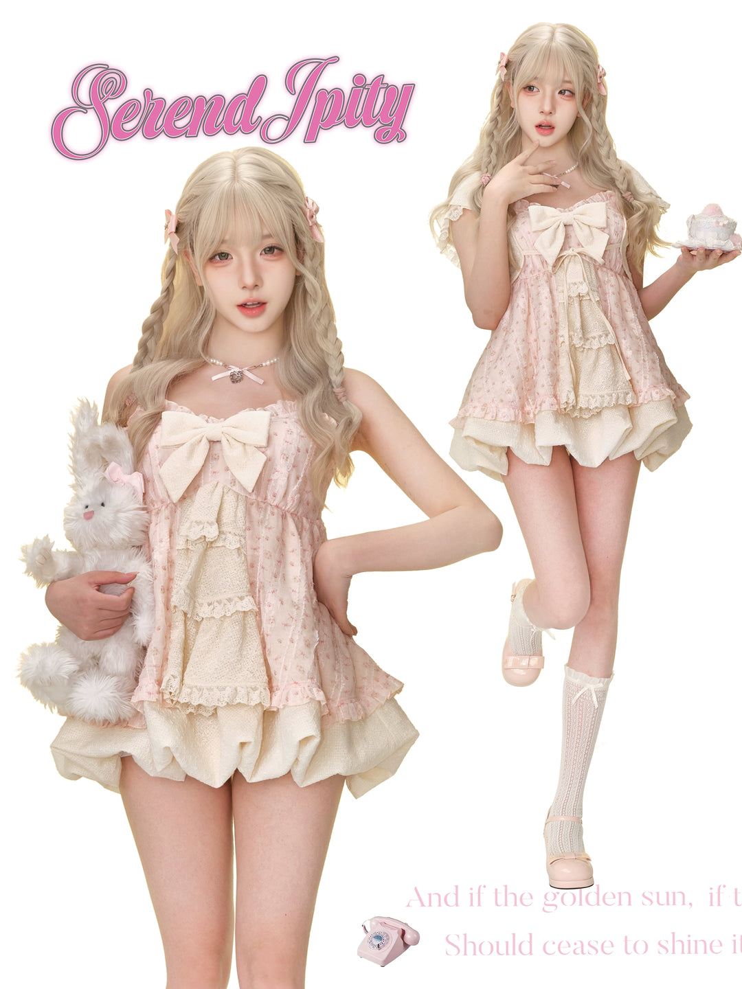 Cottagecore Gyaru Suit, Floral Lace Dress + Bolero 43434:780051