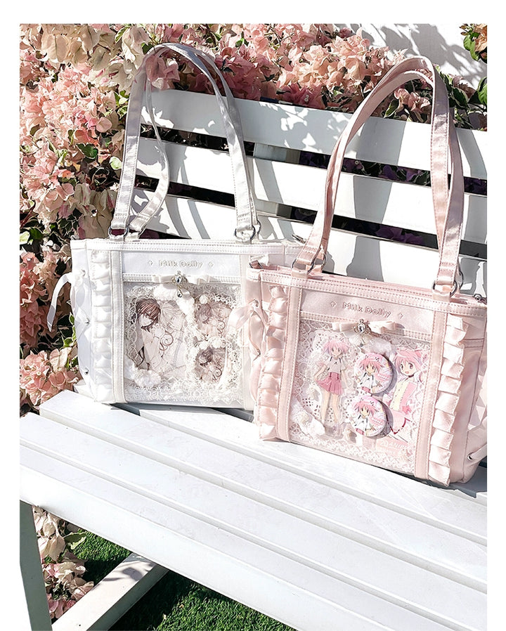 Large-Capacity Ita Bag, Clear Window Front + Rhinestones 43231:779296
