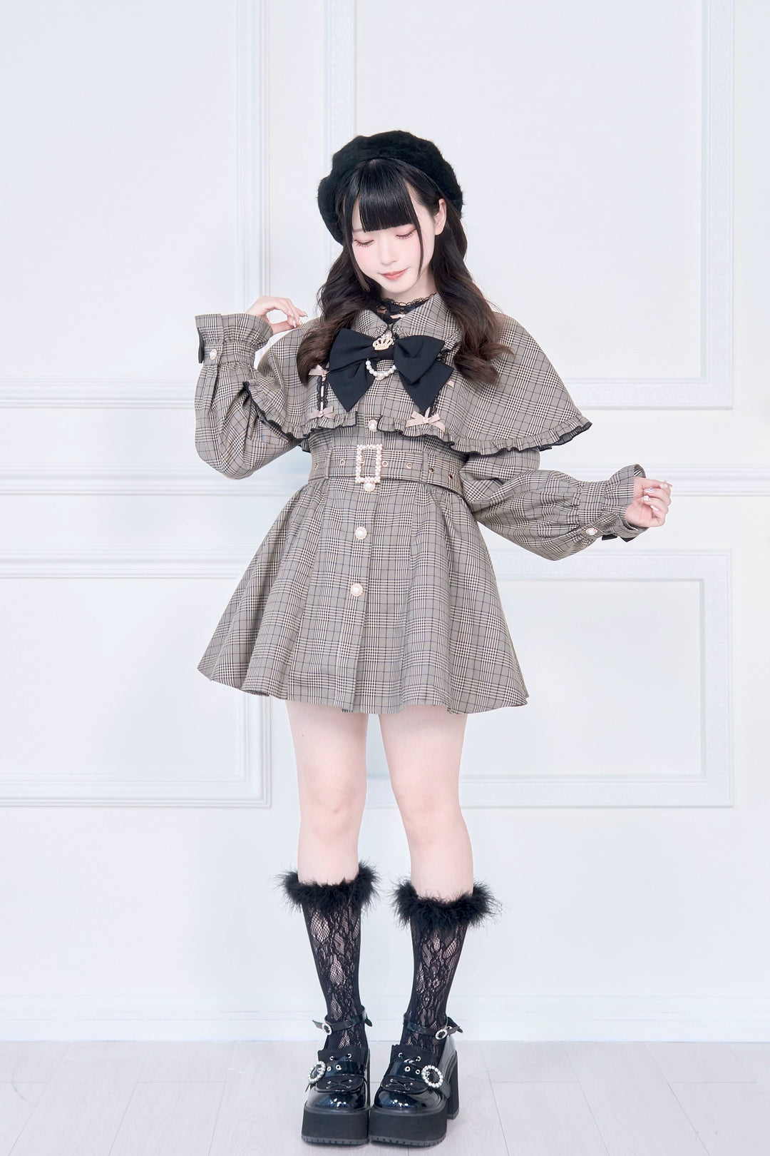 Cape Styled Jirai Kei Trench Coat 43822:786581