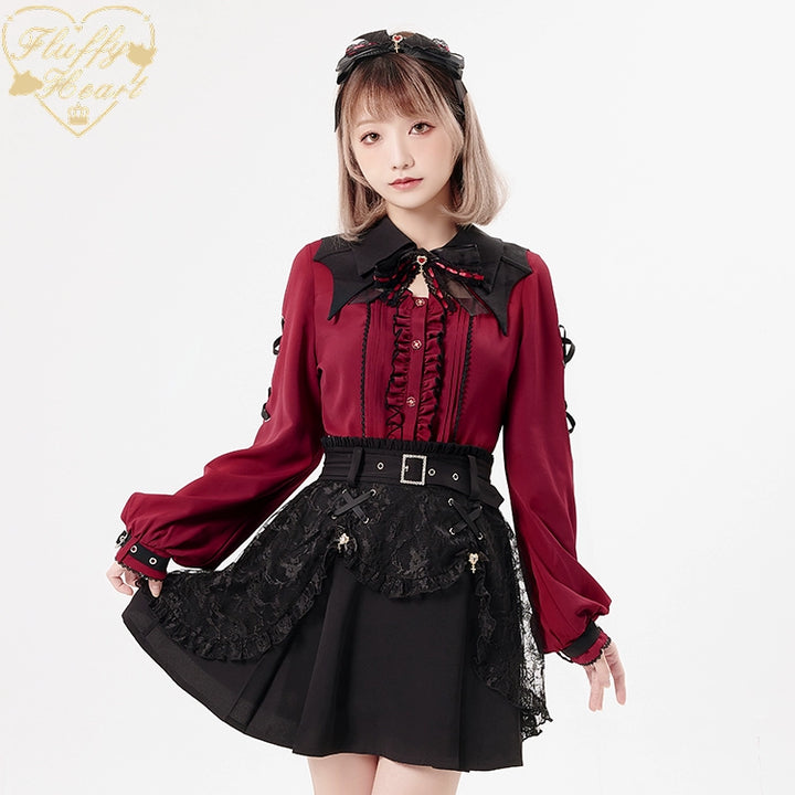 Jirai Kei Black Purple Skirt With Double Layer 21940:350810 21940:350810