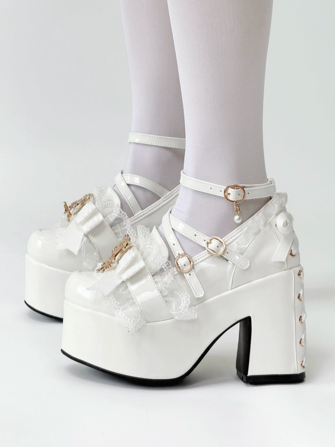 Jirai Kei High Platform Shoes, High + Mid Heel Options 43617:781158