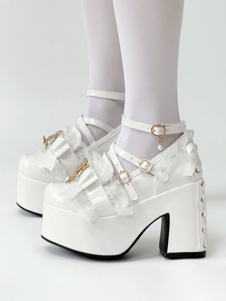 Jirai Kei High Platform Shoes, High + Mid Heel Options 43617:781158