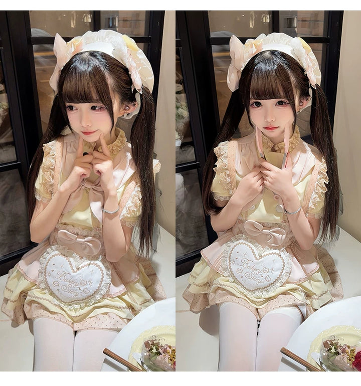 Kawaii Lolita Baker-Inspired Blouse, Suspender Skirt 44466:809177
