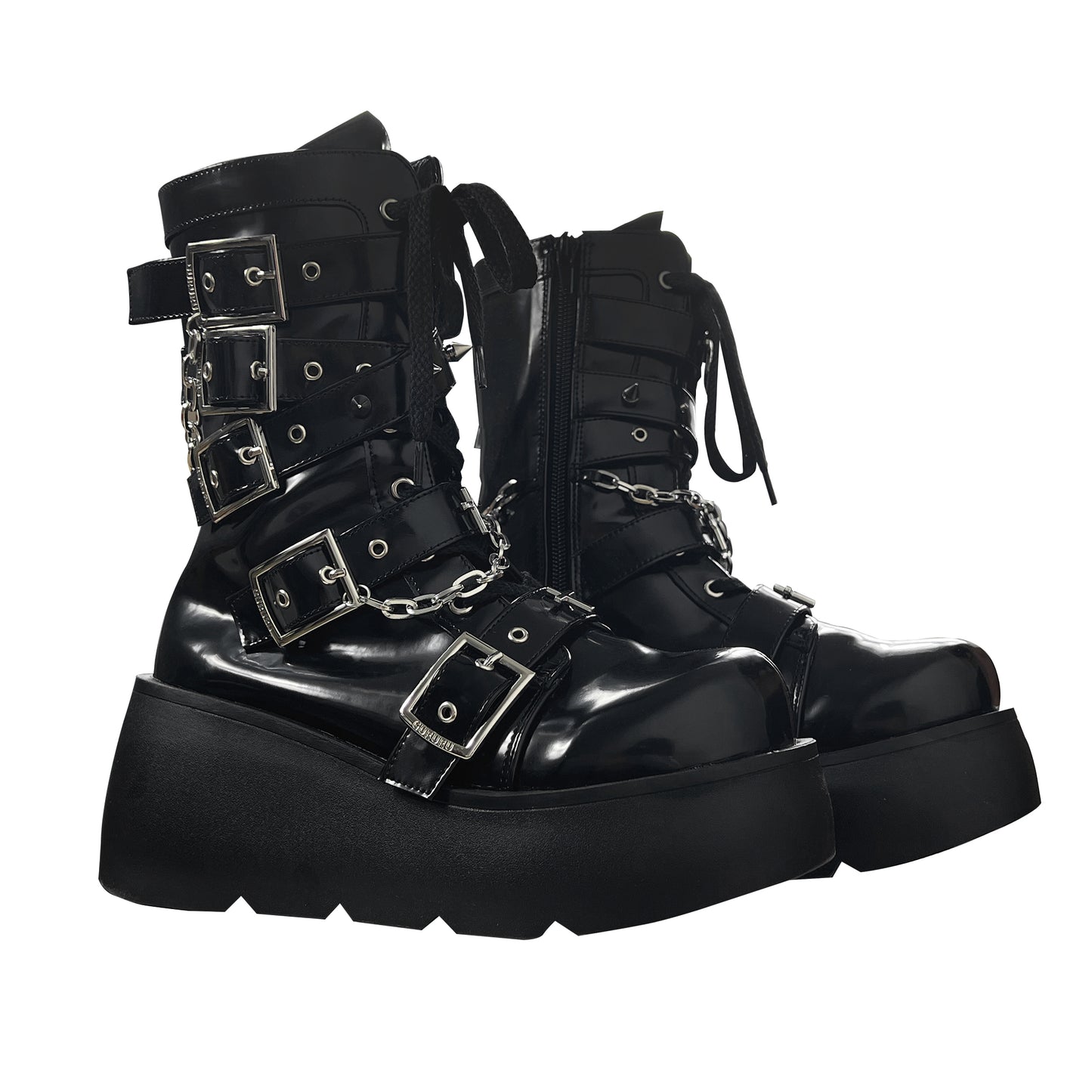 Y2K Spicy Girl Cross Black White Platform Shoes Boots 28962:343936