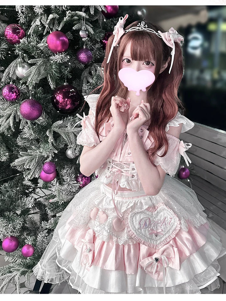 Chika Idol Outfit, Pink Heart-Decorated Top & Skirt 44770:827382