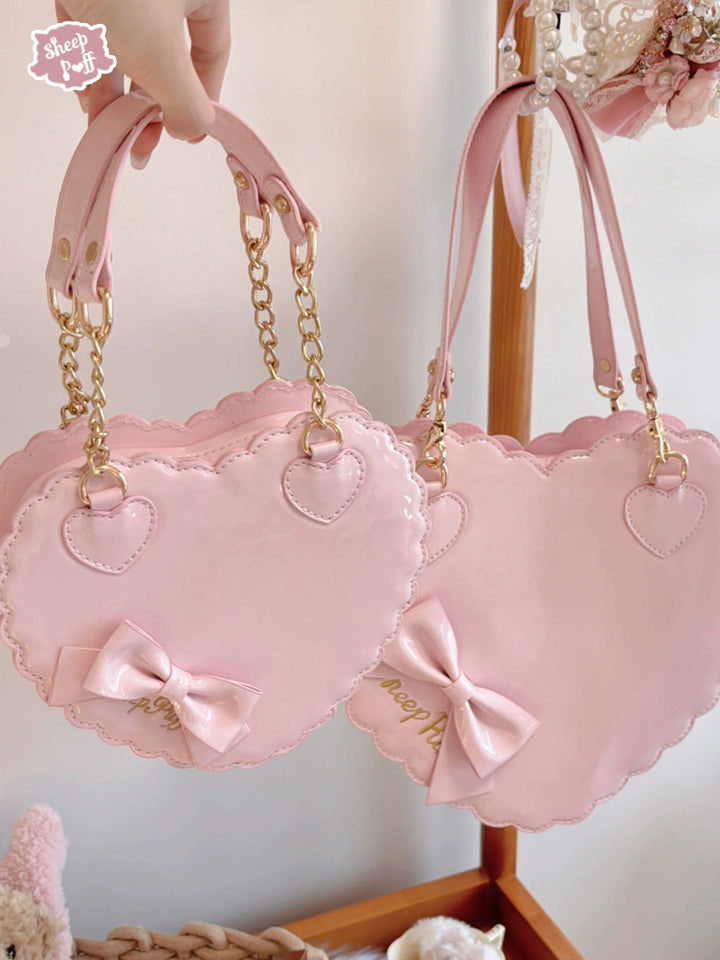 Sweet Lolita Bag Cute Heart Shaped Scalloped Bow Handbag 40326:656020