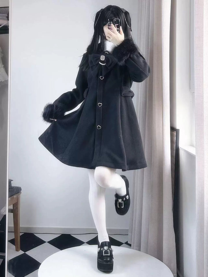 Jirai Kei Wool Coat Plush Coat Bunny Ears Kawaii Coat 34380:463744 34380:463744