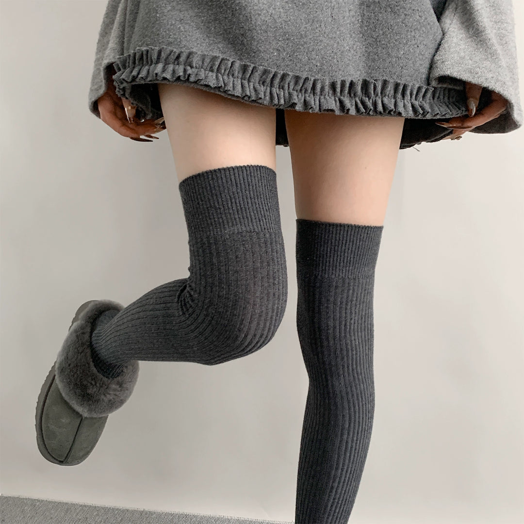 Japanese Style Solid Socks, Calf and Over-knee Styles 44076:795785