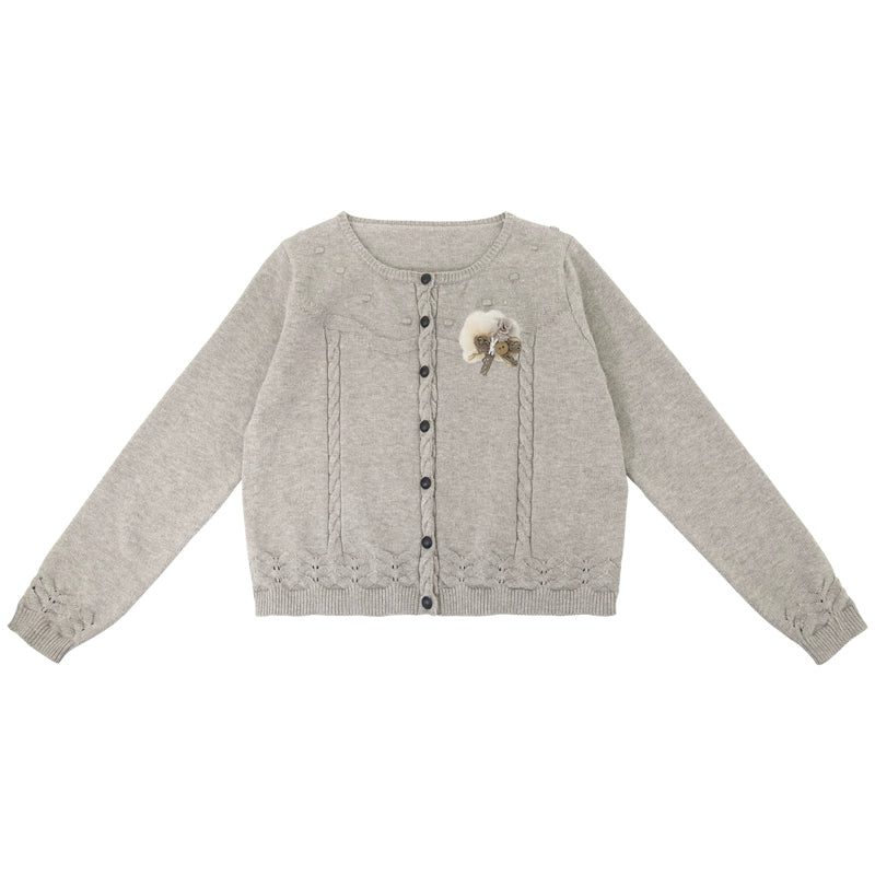 Mori Kei Retro Knitwear Black Beige Grey 3-pieces Set (L M S) 22734:334394 (L M S) 22734:334394