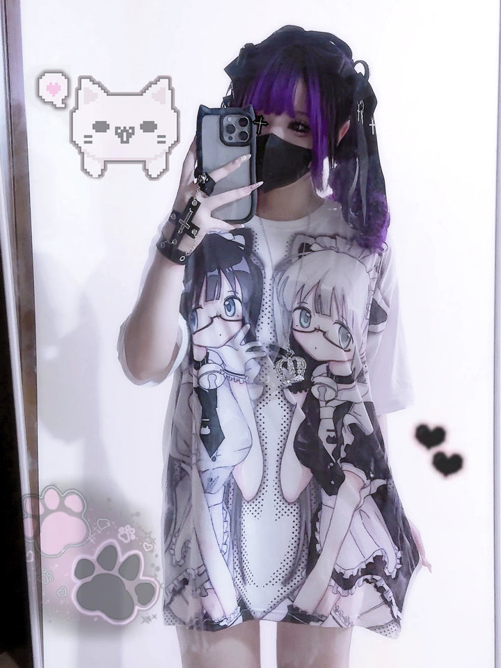 Kawaii T-Shirt Anime Character Printed T-shirt White Top 38224:592796