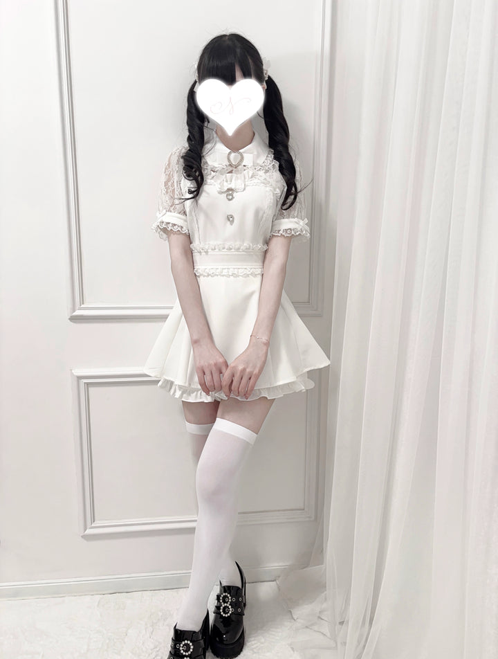 Jirai Kei Lace Shawl Dress Set, Rhinestone Details 43567:779739